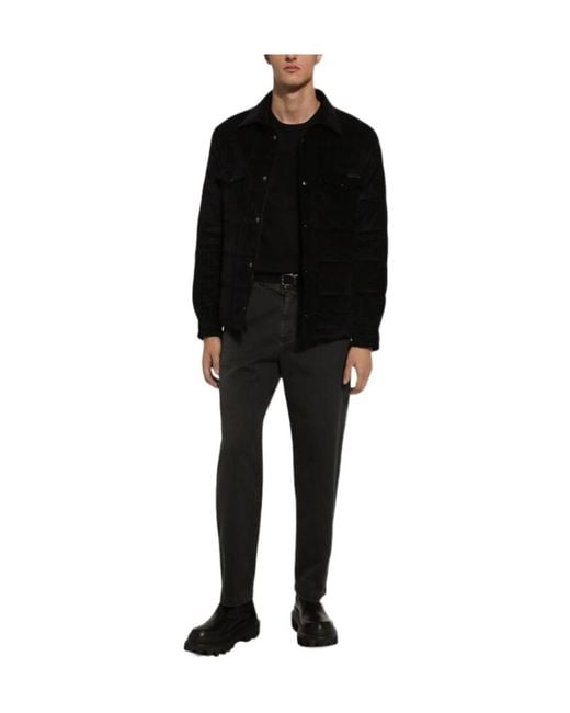 Dolce & Gabbana Black Logo Patch Straight Leg Trousers for men