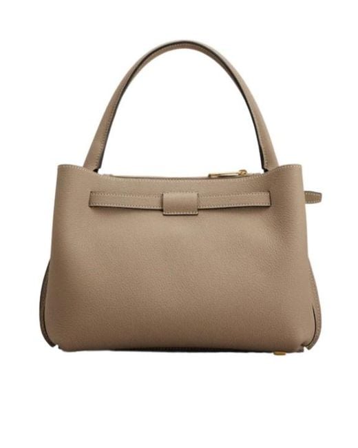 Tod's Natural T-Plaque Belt Detail Tote Bag