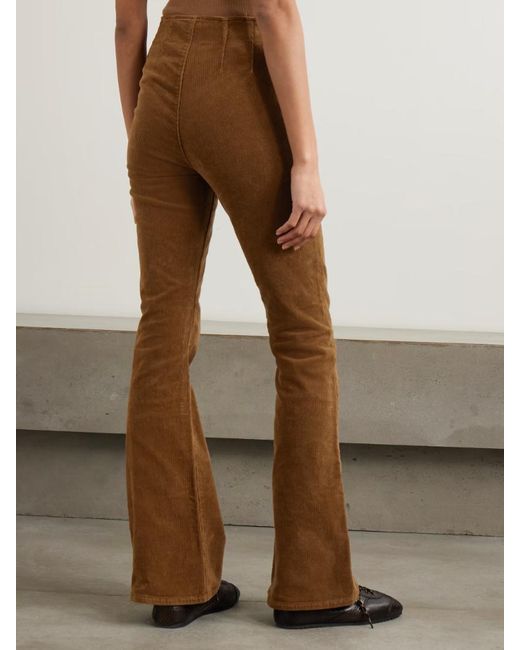 Veronica Beard Brown Beverly Stretch-Cotton Corduroy Flared Pants