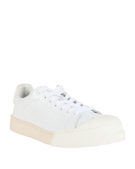 Marni White Minimalist Leather Low-Top Sneakers