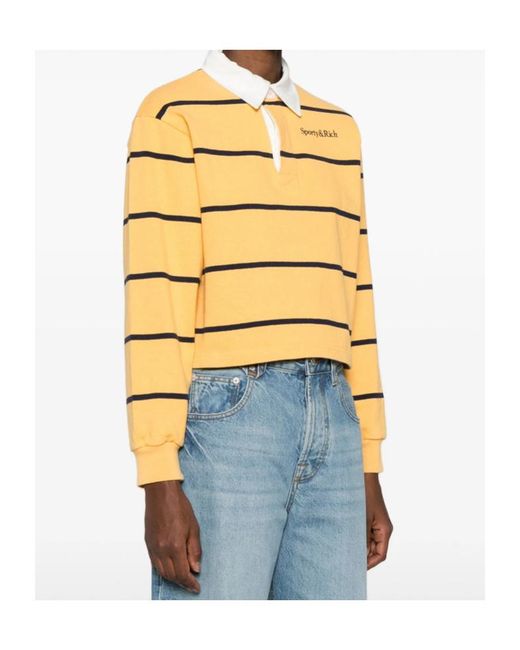 Sporty & Rich Metallic Striped Polo Shirt