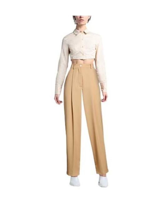 Marni Natural High Waist Loose Wool Pants