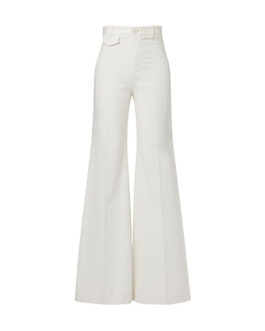 Chloé White High-Rise Cotton Canvas Flared Pants