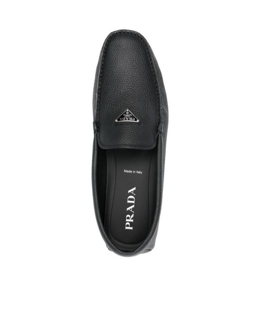 Prada Black Triangle Logo Loafers for men
