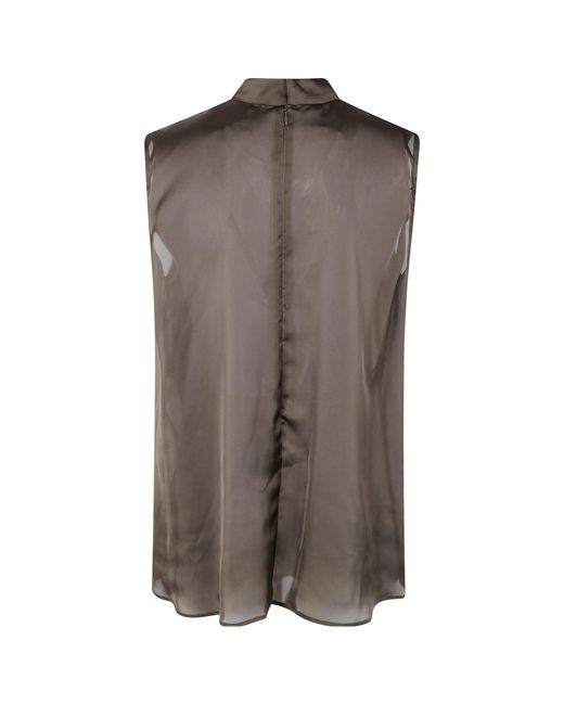 Sacai Brown Ruffled Sleeveless Top