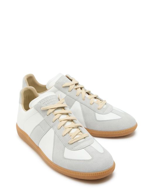Maison Margiela White Replica Panelled Leather Sneakers