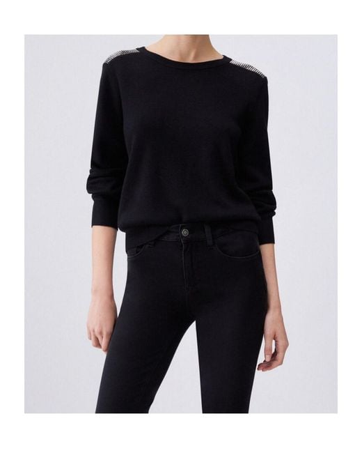 Liu Jo Black Bead-Embellished Top