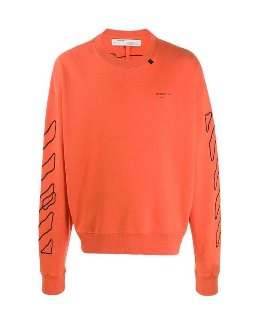 Off-White c/o Virgil Abloh Orange Abstract Arrow Embroidered Sweater for men
