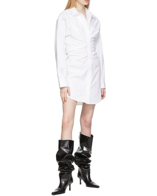 Alexander Wang White Draped Hourglass Mini Shirt Dress