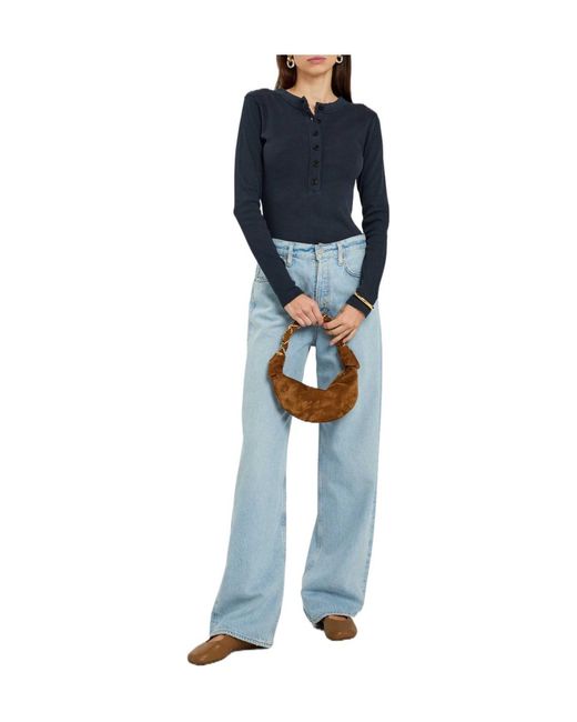 Citizens of Humanity Blue Solid-Color Basic Top