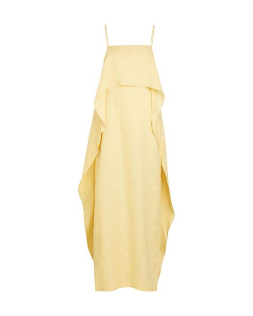 Staud Metallic Draped Linen Maxi Dress