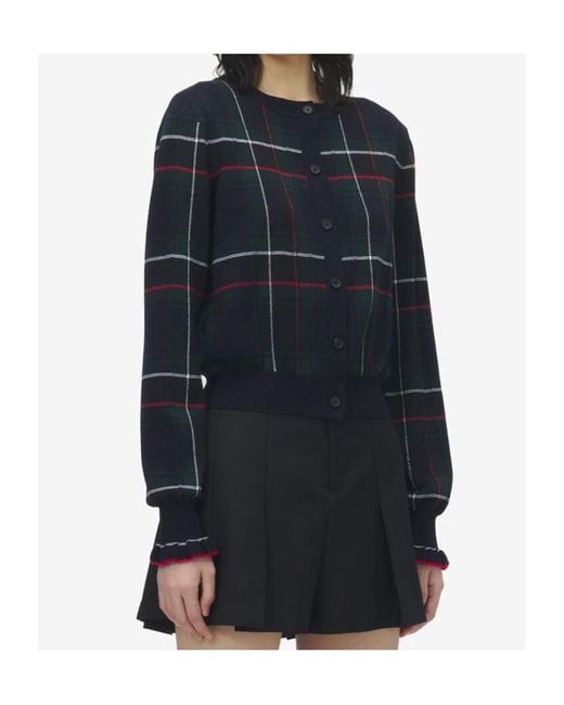 McQueen Blue Wool Tartan Cardigan