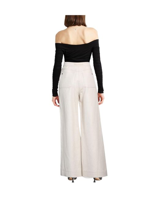 Max Mara White Plain Colour Casual Trousers