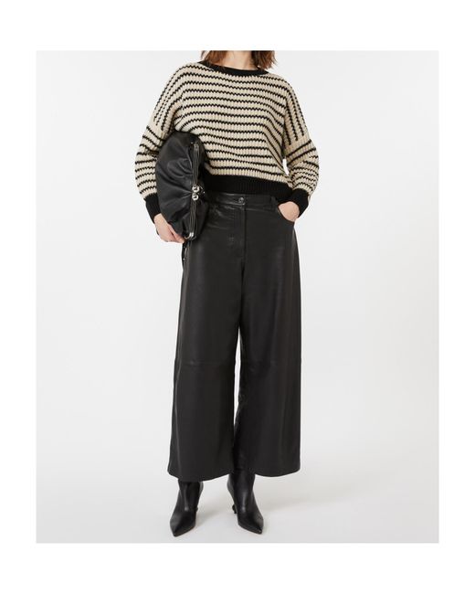 Weekend by Maxmara Gray Nappa Leather Trousers