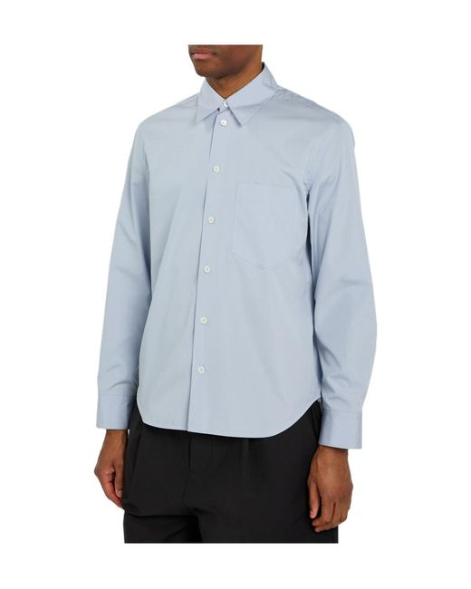 Jil Sander Blue Cotton-Poplin Shirt for men