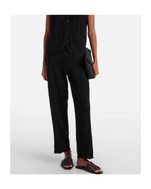 Eres Black Pointelle Wool And Cashmere Wide-Leg Pants