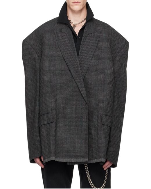 Balenciaga Black Check Detailed Tailored Jacket for men