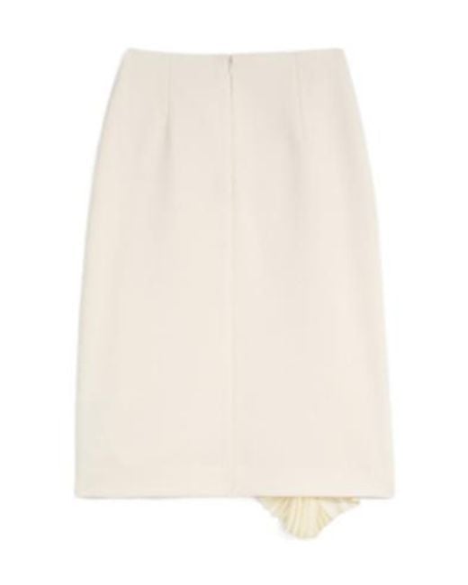 Jil Sander White Wool Sablé Pleated Skirt