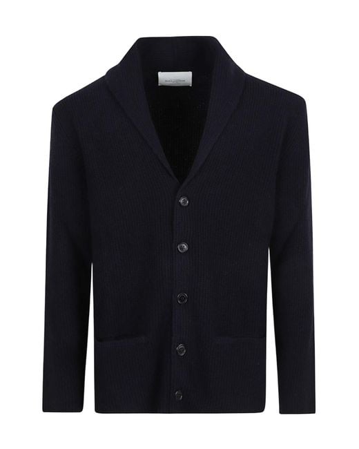 Ballantyne Blue Shawl Collar Ribbed Cardigan for men