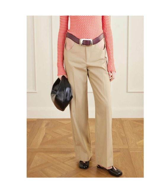 Jean Paul Gaultier Natural Cut-Out Mid-Rise Straight-Leg Cotton Pants