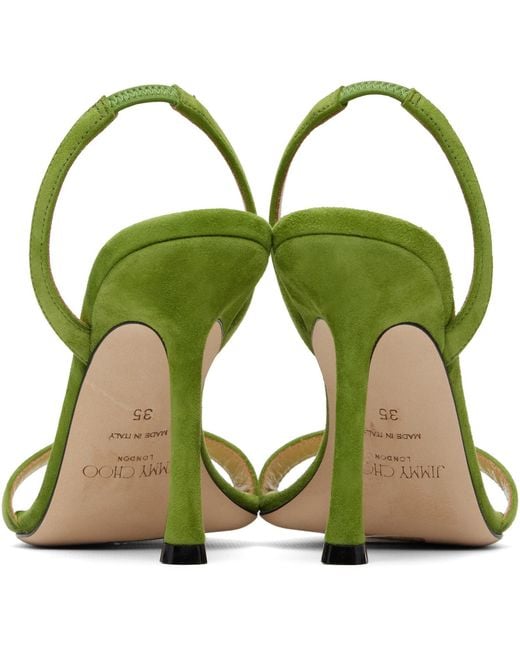 Jimmy Choo Green Jenn 100 High-Heeled Sandals