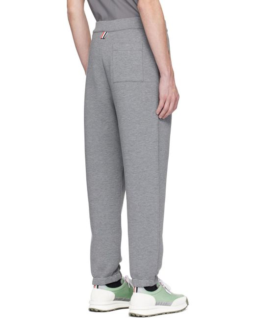 Thom Browne Gray Logo-Patch Track Pants for men