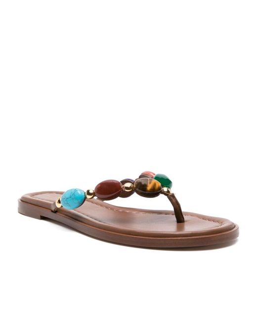 Gianvito Rossi Brown Embellished Thong Sandals