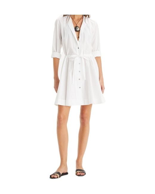 Tory Burch White Tied-Waist Mini Dress