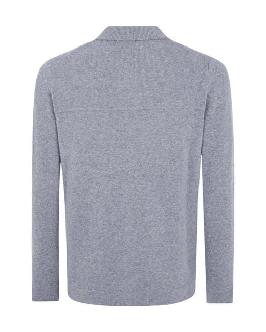Zanone Blue Button-Up Collared Cardigan for men