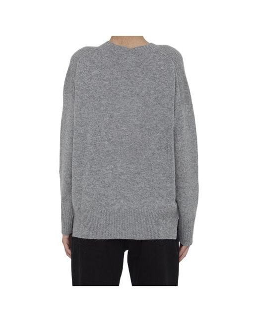 Allude Gray Crewneck Knitted Sweater