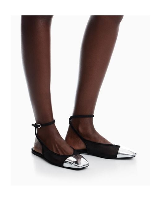 Emporio Armani White Mesh Slingback Flat Shoes