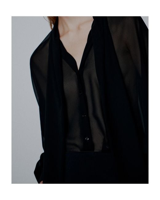 Marella Black Crepe Georgette Tie-Up Blouse