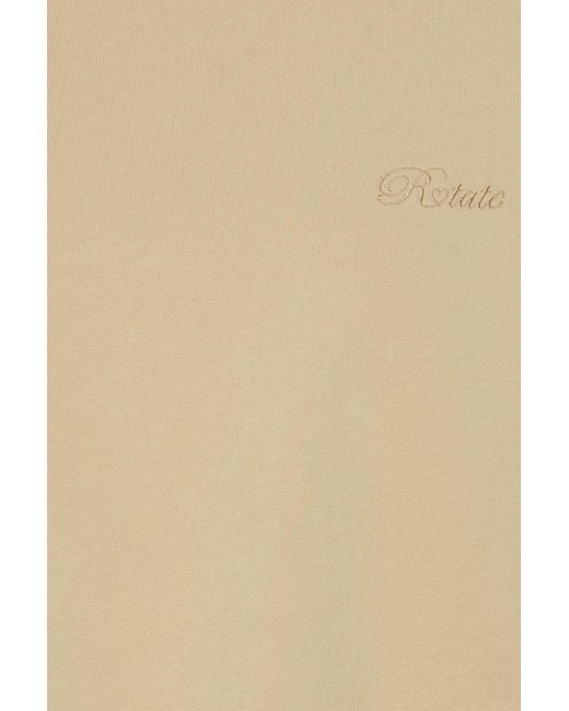 ROTATE BIRGER CHRISTENSEN Natural Lace-Up Sleeve Logo Embroidered Sweatshirt