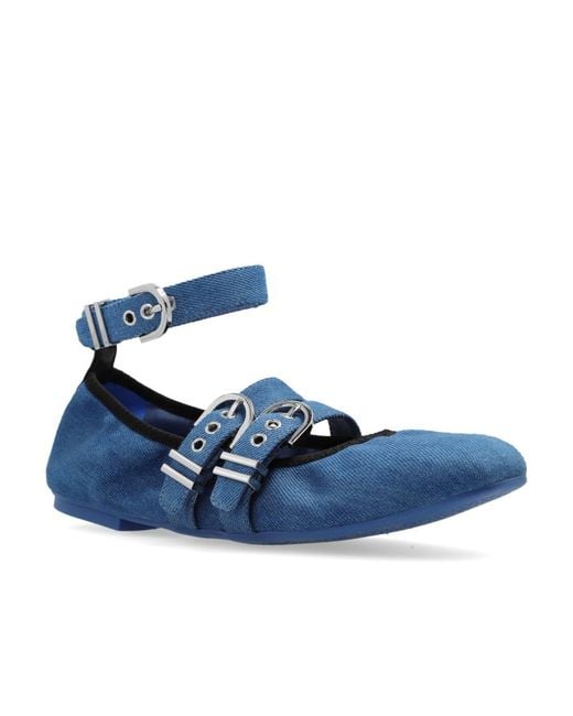 Stuart Weitzman Blue Logo Flat Shoes
