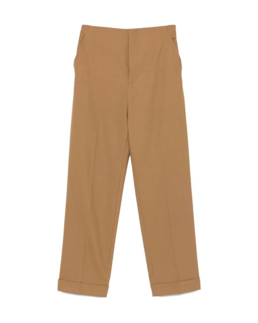 Alberta Ferretti Natural Cuffed-Hem Trousers