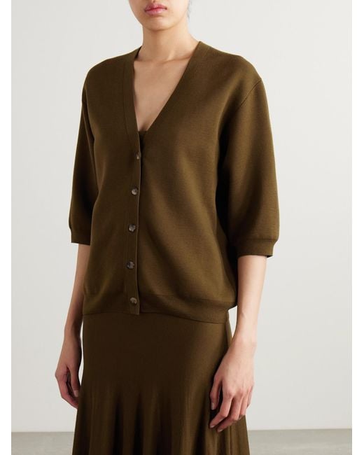 Khaite Green The Tedi Fine-Knit Cardigan