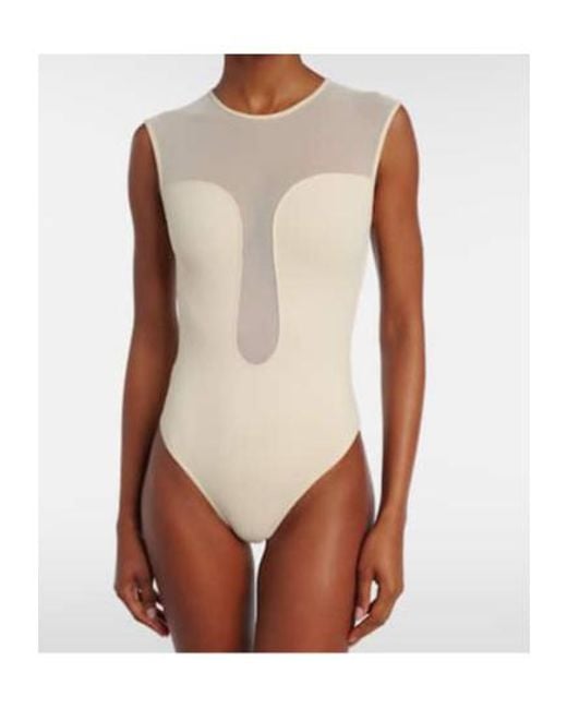 Eres White Unique Mesh-Trimmed Swimsuit
