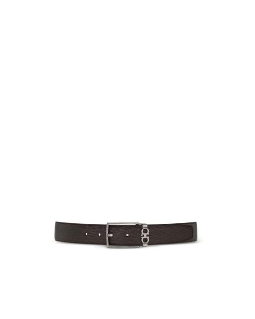 Ferragamo White Ferragamo Reversible Gancini Belt for men