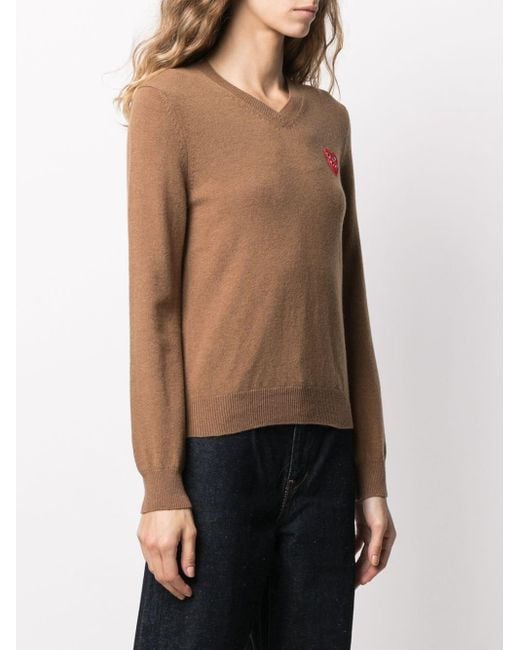 COMME DES GARÇONS PLAY Brown Embroidered Logo Jumper
