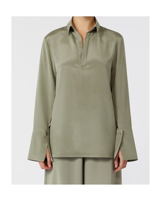 Max Mara Green Dover V-Neck Long-Sleeved Top