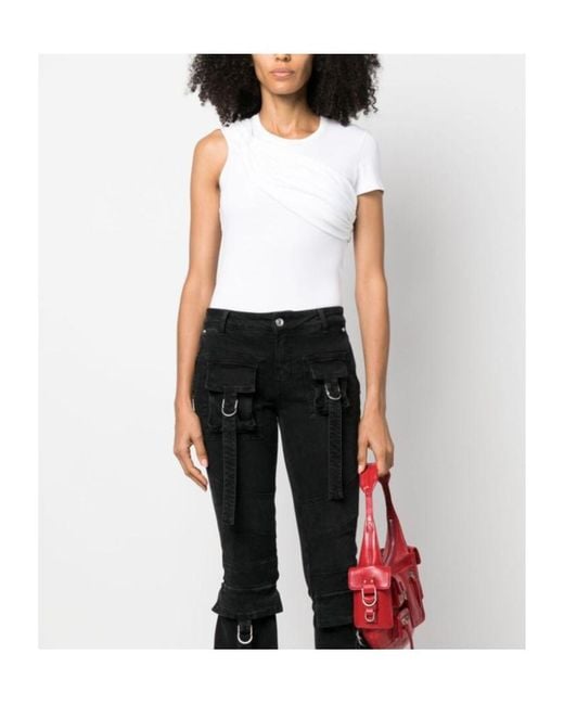 Blumarine White Twist-Detailed Crewneck T-Shirt