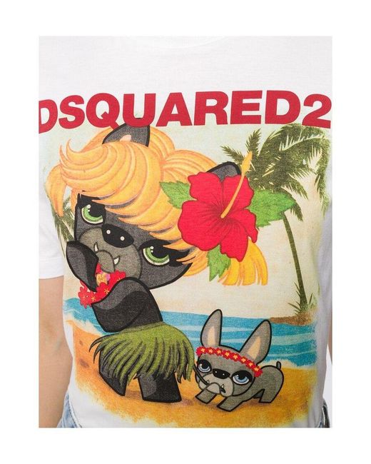 DSquared² White Holiday Pug T-Shirt