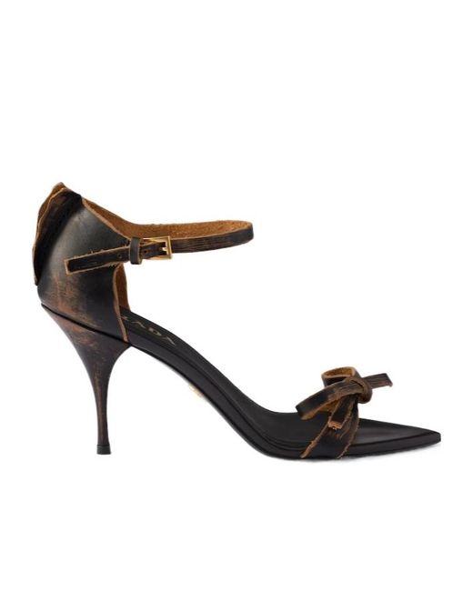 Prada Black Bow Detailed Heeled Sandals