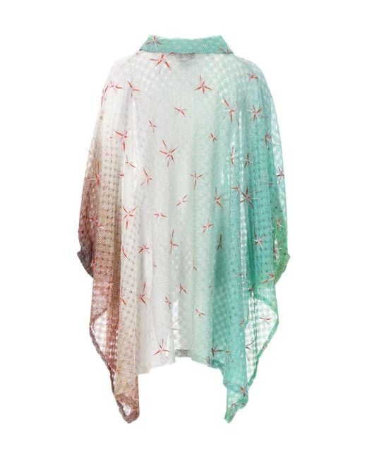 Missoni Blue Gradient Print Poncho Top