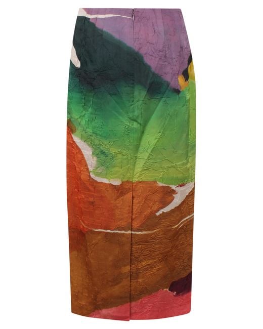 Ulla Johnson Green Inez Satin Pencil Skirt