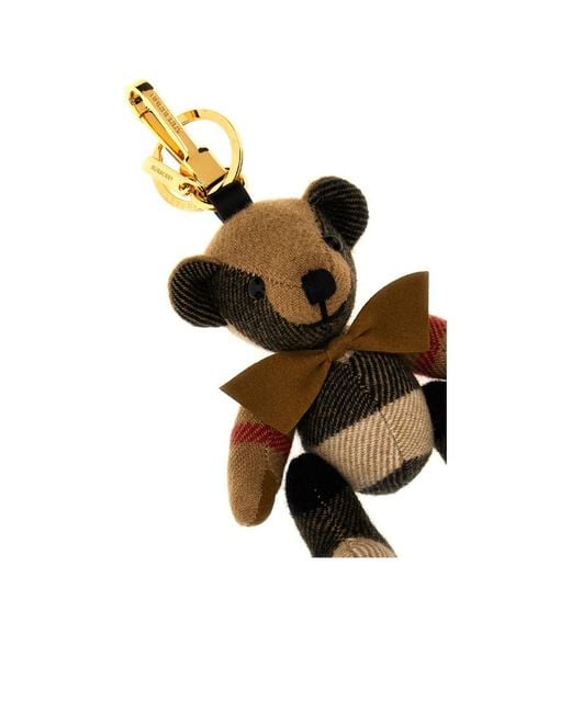 Burberry White Checked Bear Keychain