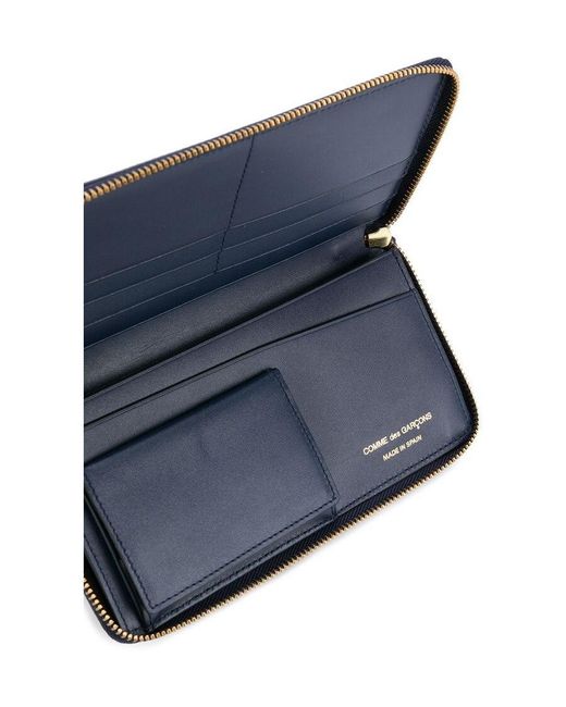 Comme des Garçons Blue Zip Around Wallet for men