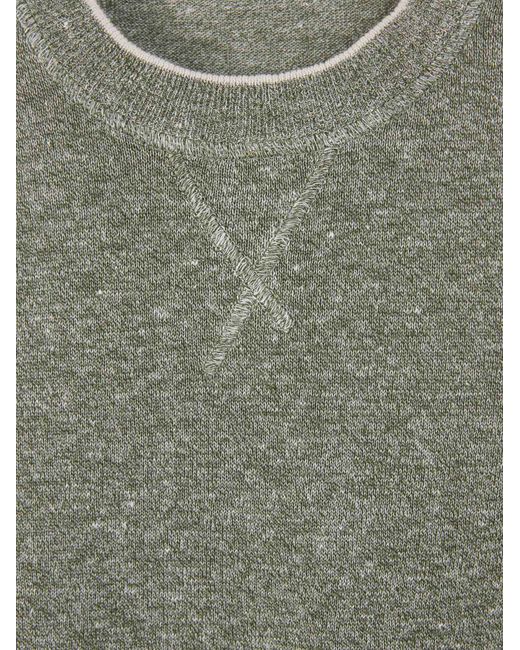 Fedeli Green Linen Blend Pullover for men