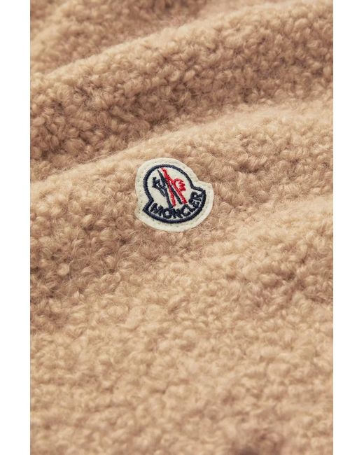 Moncler White Logo Patch Brushed Fringed Scarf