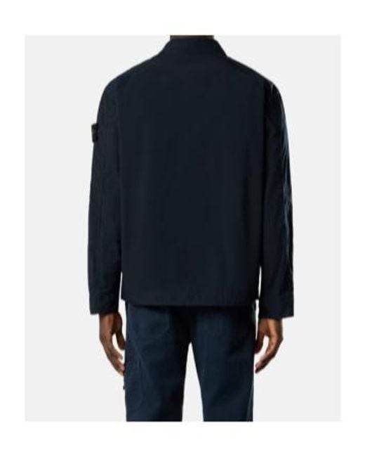 Stone Island Blue Logo Patch Buttoned Jacket for men